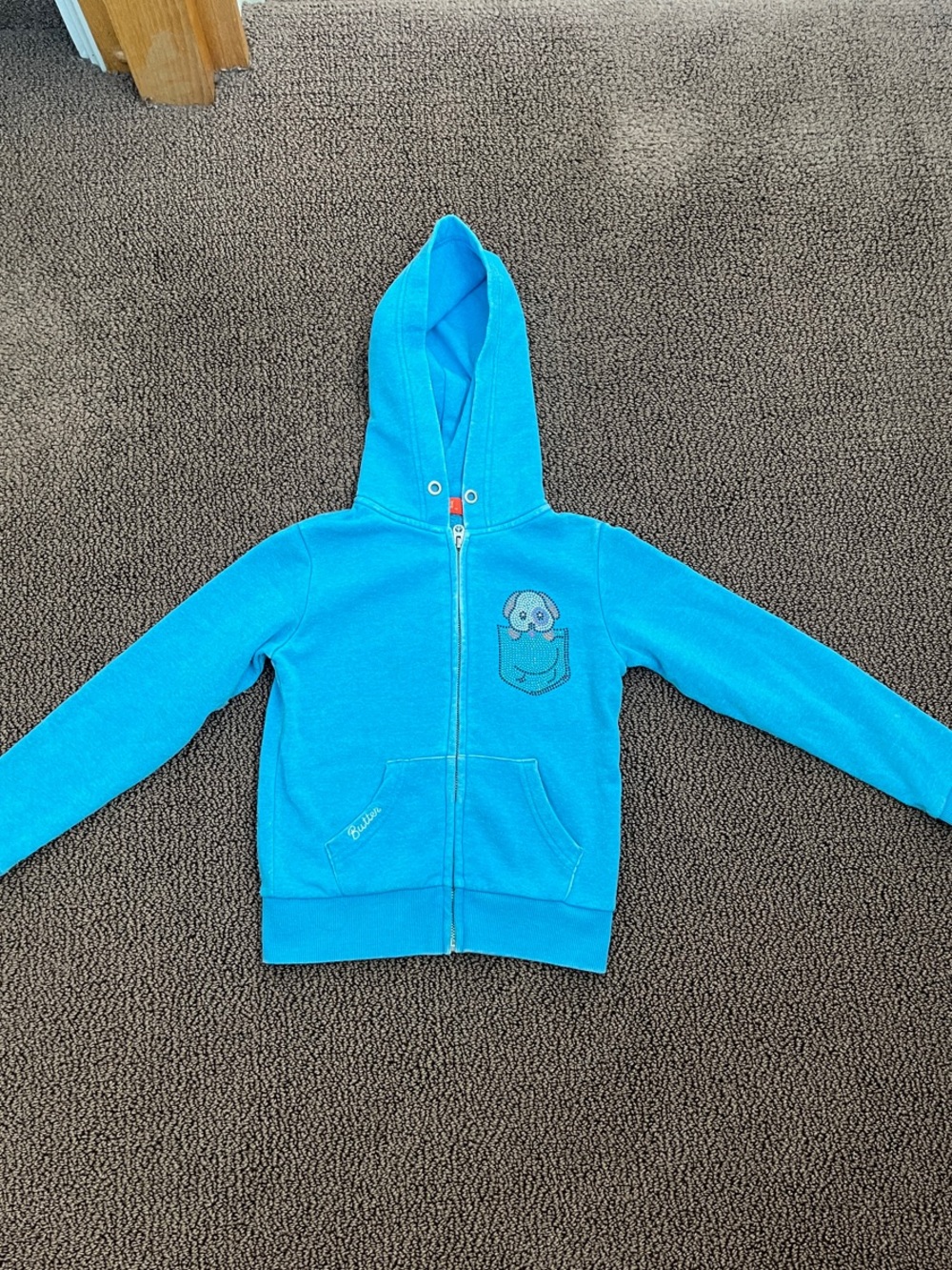 Butter brand Blue Kids’ Zip Up Hoodie With Gem Design, Size 6